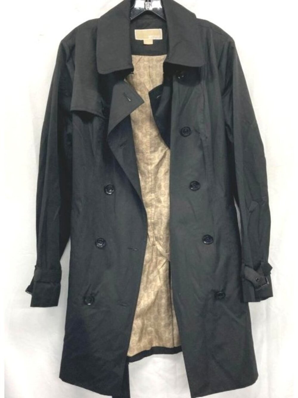 Michael Kors Womens Black Trench Coat W/ Belt Size L